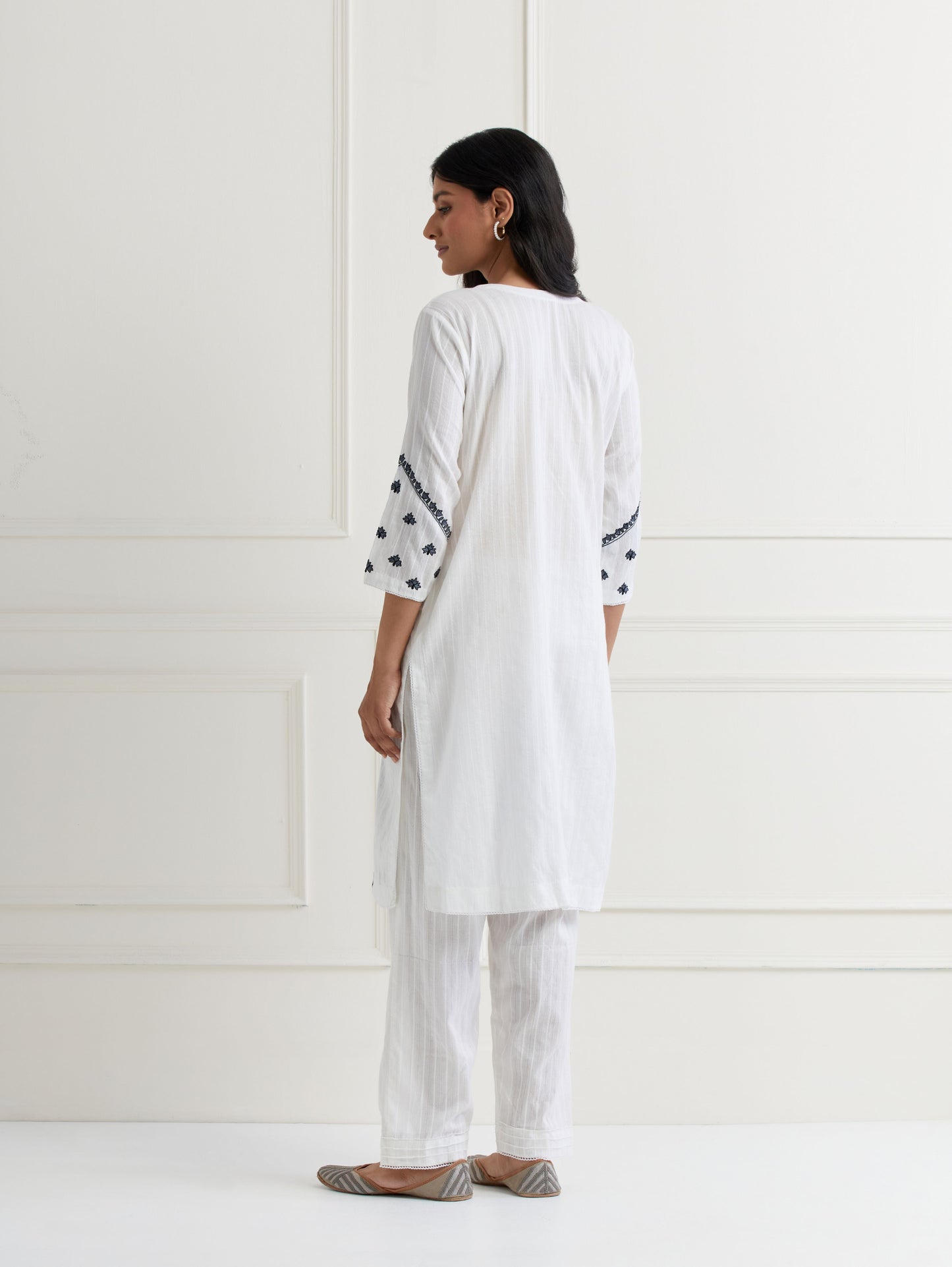 White Embroidered Kurta & Pant Set