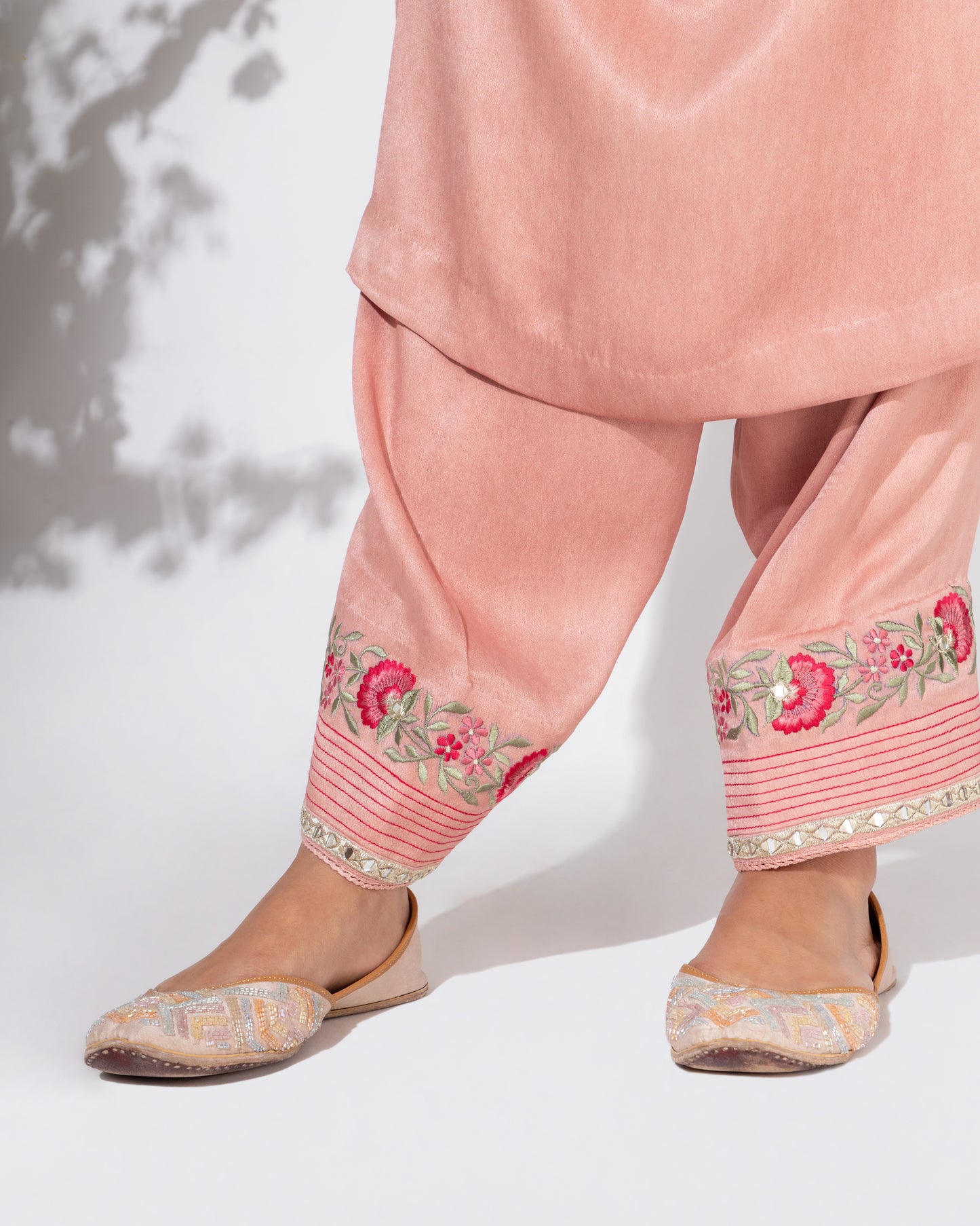 Pink Embroidered Yoke Kurta & Salwar Set