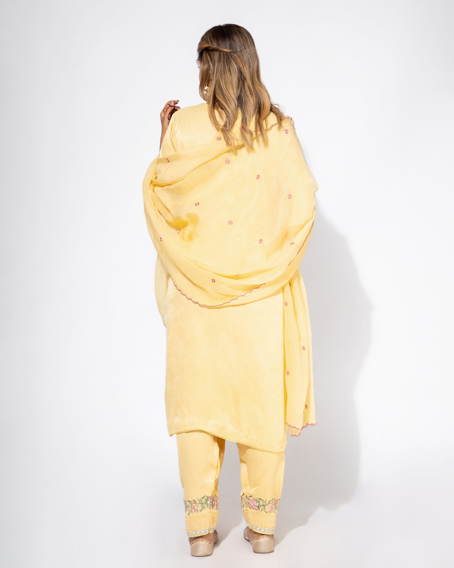 Yellow Embroidered Yoke Kurta & Salwar Set