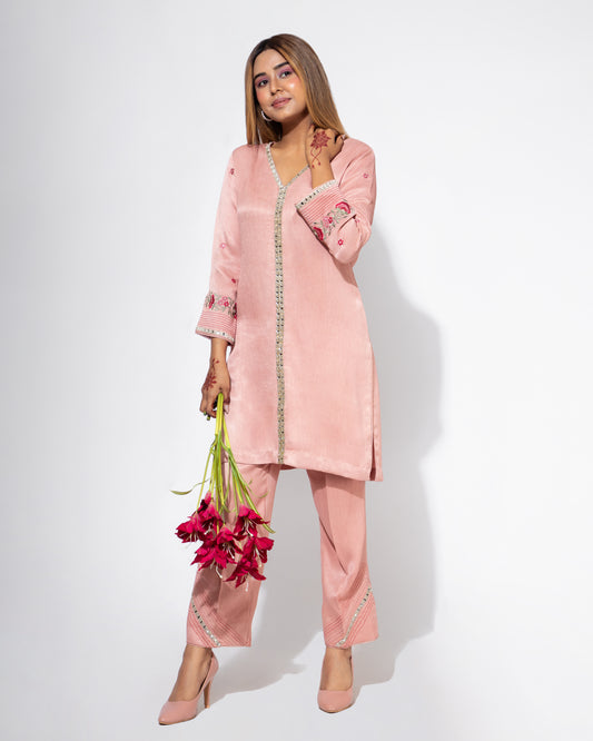 Pink Short Kurta & Pant Set