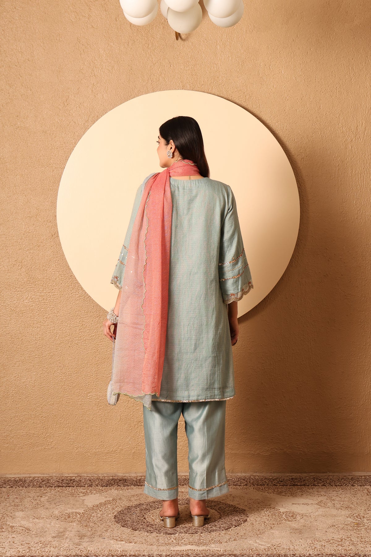 Inaya- Blue Kota Tissue Hand Embroidered Suit