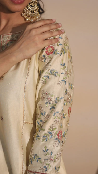 Ivory A-Line Kurta with Pants