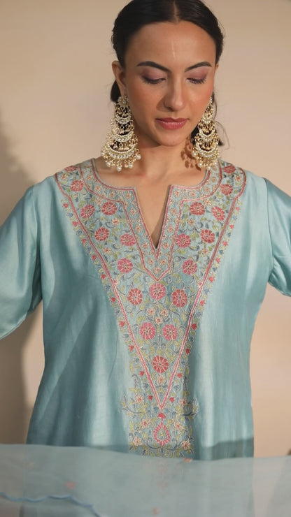 Blue A-Line kurta with Salwar Set