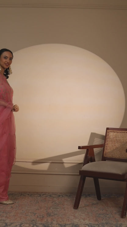 Pink Corset, Flaired Pants & Dupatta Set