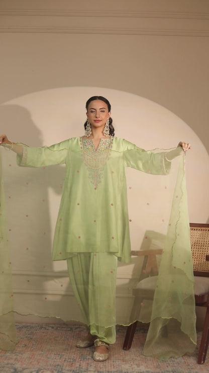 Green A-Line kurta with Salwar